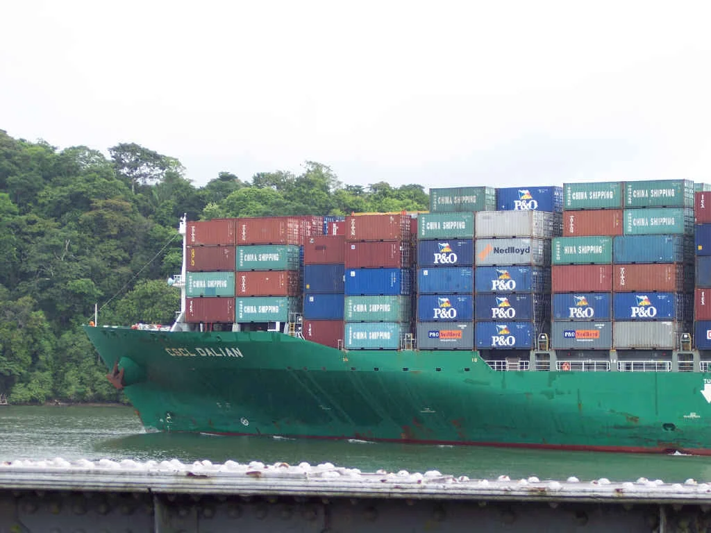 Container ship transiting the Panama Canal
