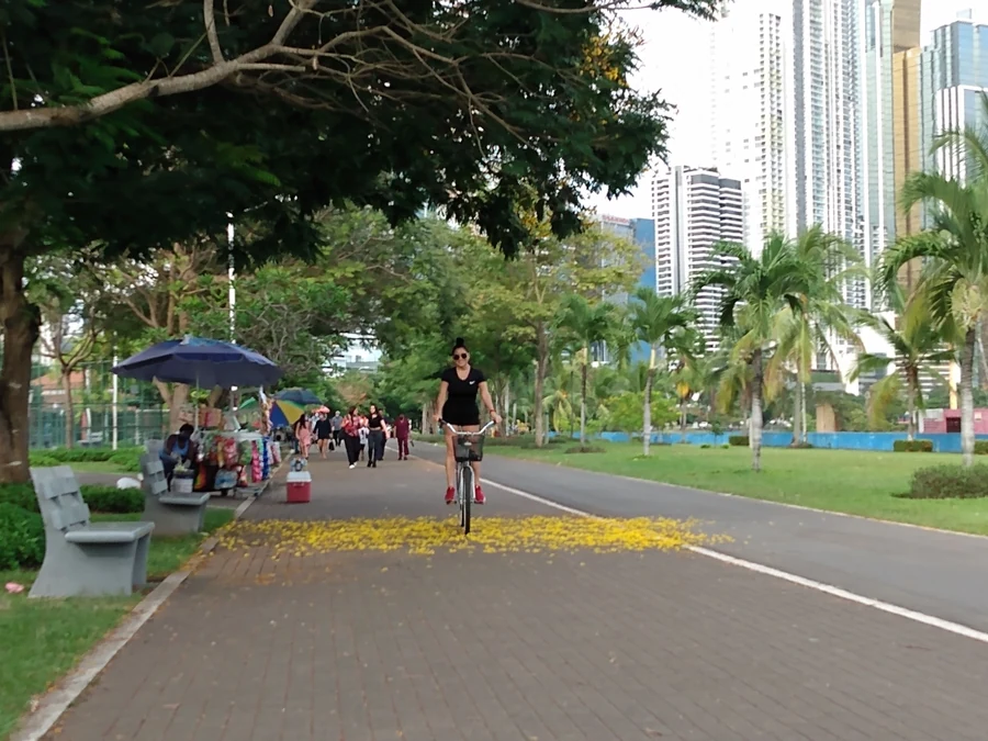 Original photograph of Heather riding a bicycle